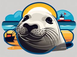 Harbor Seal Sticker - A smiling harbor seal basking in the sun, ,vector color sticker art,minimal