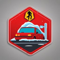 Icy road sign sticker- Slippery conditions, , sticker vector art, minimalist design