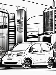 Electric Car Coloring Pages - Eco-Friendly Vehicle on the Road  minimal black outline printable sheet, coloring page