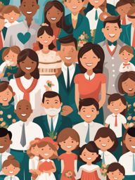 family clipart - a loving and united family illustration. 