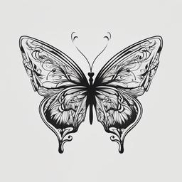 christian butterfly tattoos  simple color tattoo, minimal, white background