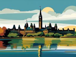 Ottawa clipart - Parliament Hill and Ottawa River,  color clipart, vector art