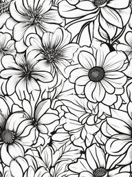 Floral Clipart - Simple, digital representations of flowers.  outling,coloring pages,black and white