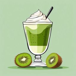 Kiwi and Yogurt Parfait Clipart - A parfait with layers of kiwi and yogurt.  color vector clipart, minimal style