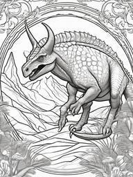 Diabloceratops Coloring Pages - Devil-Horned Dinosaur  black outline printable coloring page