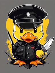 Cute yellow Duck with knife cartoon , vector art, splash art, t shirt design
