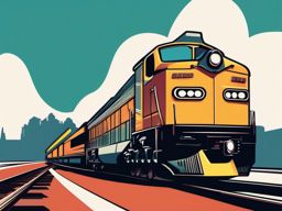 Train Clipart - A speeding train on the tracks.  color clipart, minimalist, vector art, 