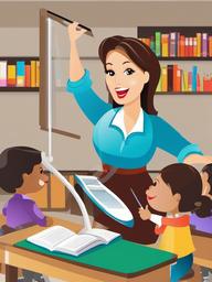 Teacher Teaching clipart - teacher using a projector for a lesson  