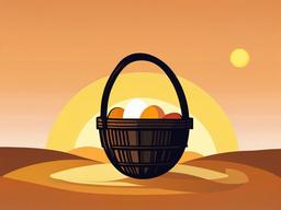 Egg clipart - egg in a farmer's basket at sunrise  color,minimalist,vector clipart