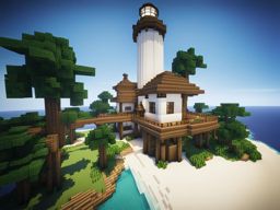 lighthouse on a tropical island with white sandy beaches - minecraft house ideas minecraft block style