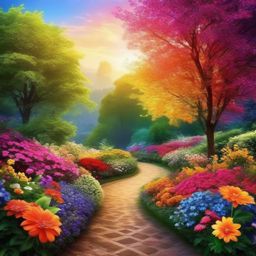 Flower Scenery Backgrounds Blooming Gardens and Natural Beauty wallpaper splash art, vibrant colors, intricate patterns