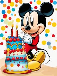 Mickey Mouse clipart - Mickey Mouse with a birthday cake  