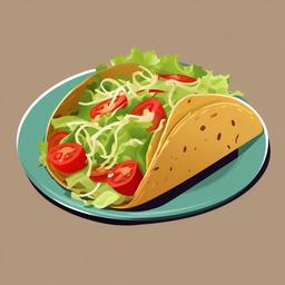 Taco clipart - taco with shredded lettuce and tomatoes  color,minimalist,vector clipart