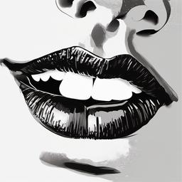 drawing of glossy lips  minimal rough sketch scribbles,doodles,black and white