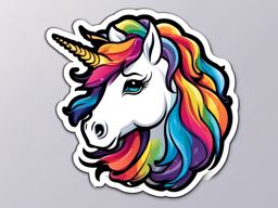 Rainbow Unicorn sticker- Magical Mane Whimsy, , color sticker vector art