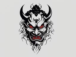 hannya tattoo simple  simple color tattoo,white background,minimal