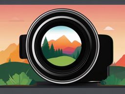 Camera Lens Clipart - Camera lens capturing a picturesque landscape.  color clipart, minimalist, vector art, 