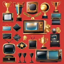 TV clipart - TV show awards and trophies  vector clipart