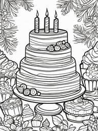 Cake Coloring Pages - Brownie cake with fudgy layers  simple coloring pages