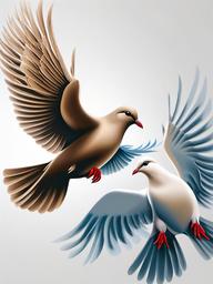 2 Dove Tattoo-Creative and symbolic tattoo featuring two doves, capturing themes of peace, love, and freedom.  simple color tattoo,white background