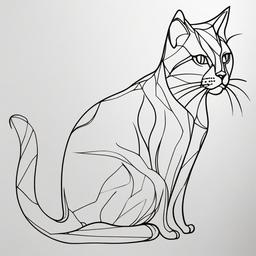 Cat Outline Tattoo Ideas - Tattoo ideas featuring various outline designs of cats.  minimal color tattoo, white background