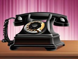 Phone clipart - vintage rotary phone on a table  