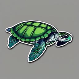 Sea Turtle cartoon - ocean-swimming reptile with flippers  cartoon sticker style