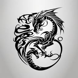 Dragon Hip Tattoo - Stylish dragon tattoo designed for the hip area.  simple color tattoo,minimalist,white background