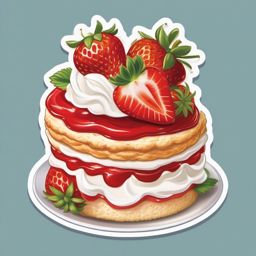 Strawberry Shortcake Delight sticker- Light and fluffy shortcake layered with fresh strawberries and whipped cream. A classic summertime treat that's both sweet and refreshing., , color sticker vector art