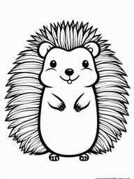 Kawaii Hedgehog Coloring Pages - Cute Hedgehogs with Tiny Feet  minimal black outline printable sheet, coloring page