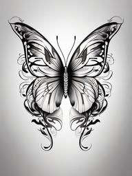 butterfly tattoos with words in wings  simple color tattoo, minimal, white background