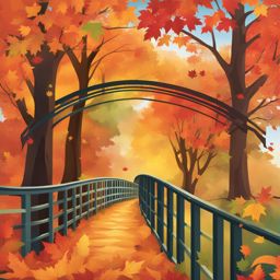 fall leaves clipart - multicolored leaves forming a rainbow bridge to an autumn wonderland 