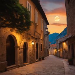 kotor, montenegro - paint the medieval charm of kotor's old town, with its ancient walls and narrow streets under the moonlight. 