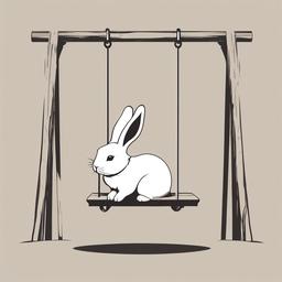 Rabbit clipart - rabbit sitting on a swing  color,minimalist,vector clipart