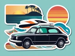Surfing Wetsuit Sticker - Coastal attire, ,vector color sticker art,minimal