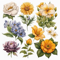 August birth month flower tattoo, Tattoos representing the birth flower for the month of August. colors, tattoo patterns, clean white background