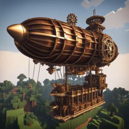 steampunk-style airship complete with propellers and gears - minecraft house ideas minecraft block style