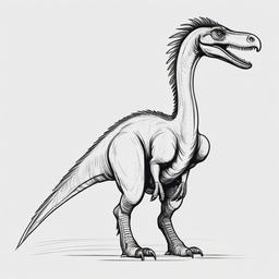 drawing of a Therizinosaurus dinosaur  minimal rough sketch scribbles,doodles,black and white