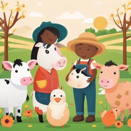 Farm Animal Best Friends clipart - Best friends among farm animals, ,vector color clipart,minimal