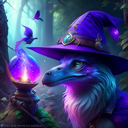 sorcerer's familiar, a mystical talking creature guiding its master through adventures. 