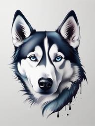 husky eyes tattoo  simple color tattoo,minimal,white background