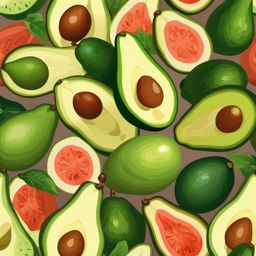 Avocado Halves Clipart - Halves of ripe avocados on a cutting board.  color vector clipart, minimal style