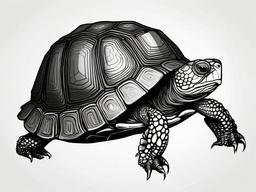 drawing of a ornate box turtle  minimal rough sketch scribbles,doodles,black and white