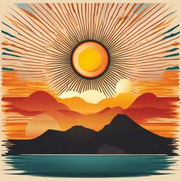 Sun rise clipart, A colorful depiction of the sun rising.  simple, 2d flat