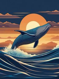 Whale Clipart - Whale breaching the surface of the ocean , minimal, 2d
