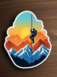 Mountain Climber Rope Sticker - Vertical ascent, ,vector color sticker art,minimal