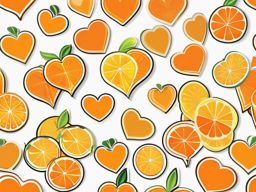 Orange Heart Sticker - Citrusy love, ,vector color sticker art,minimal