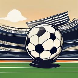 Soccer clipart - soccer ball with a stadium in the background  color,minimalist,vector clipart