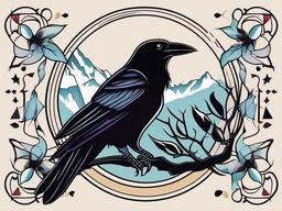 crow raven tattoo  simple vector color tattoo