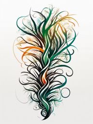 Abstract centipede roots tattoo: Symbolizing grounding and connection to nature.  color tattoo style, white background